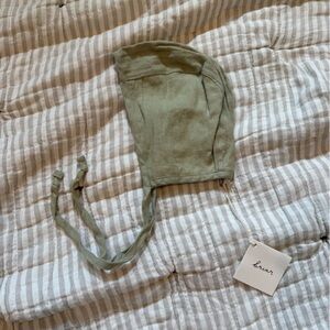 Green Linen Baby Bonnet